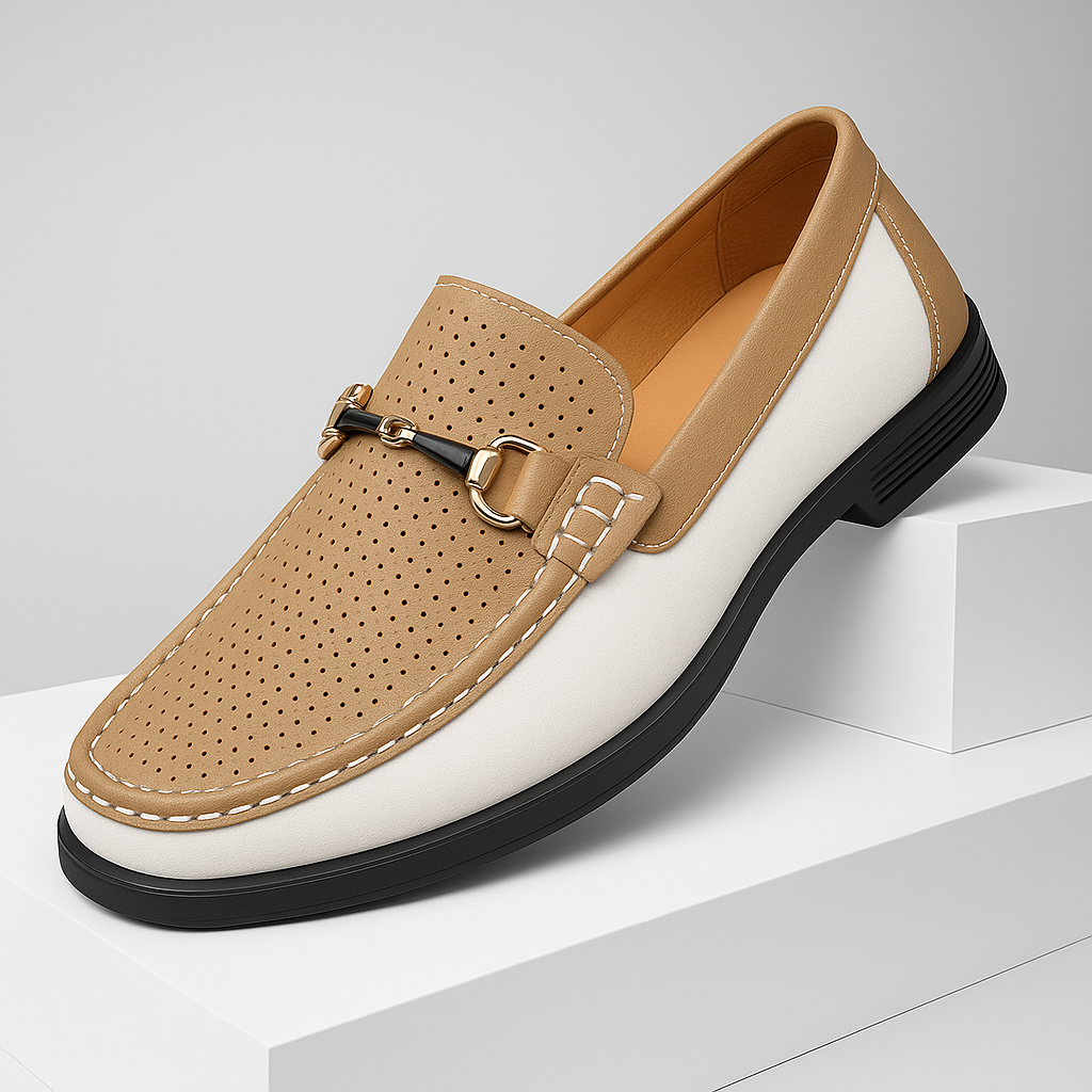 Versatile men's slip-on loafers with perforated upper, blending casual & formal style.