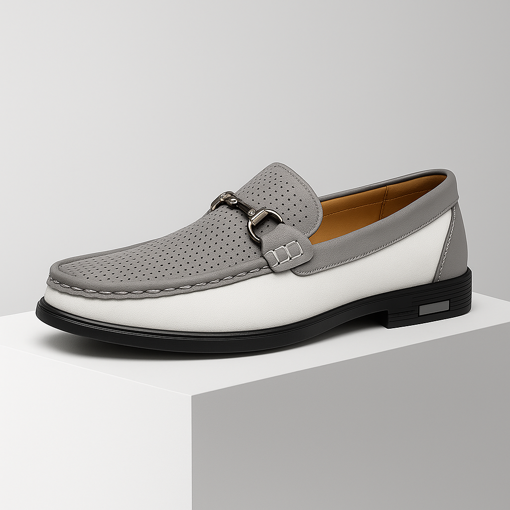 Brown men's casual perforated loafers, a stylish slip-on shoe for versatile everyday use.