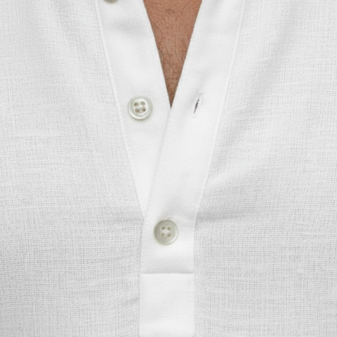 Men's casual short sleeve Henley top, a lightweight and comfortable option for everyday summer style.