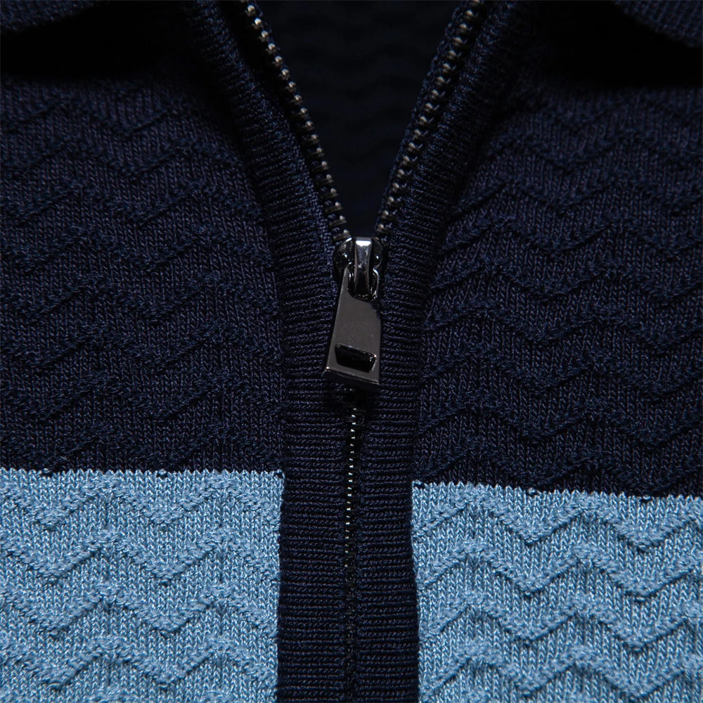 High-quality men's short sleeve zip polo shirt, great for active lifestyles & modern men's fashion.