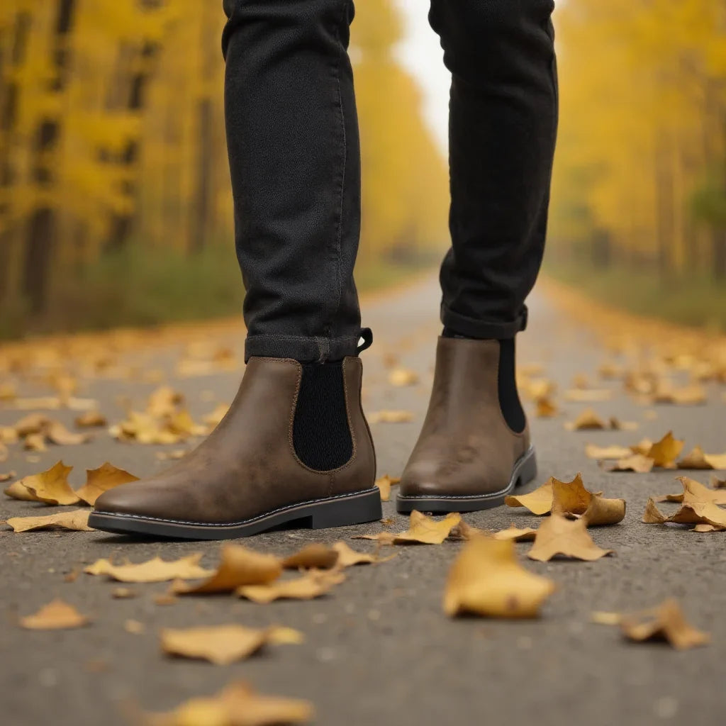 Versatile men's slip-on Chelsea boots suitable for casual, business casual, and stylish dress occasions.