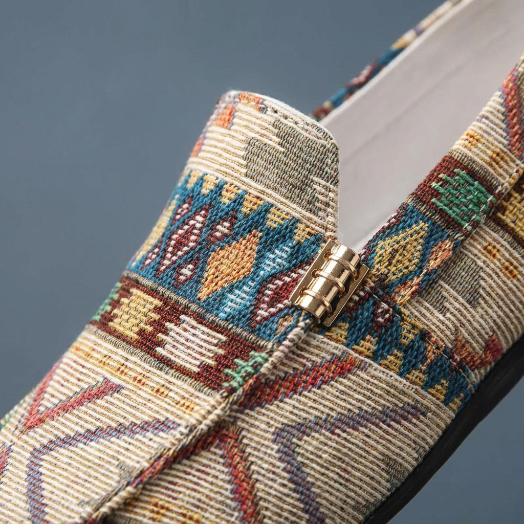 Stylish men's Aztec pattern slip-on loafers, durable summer footwear for a trendy look.