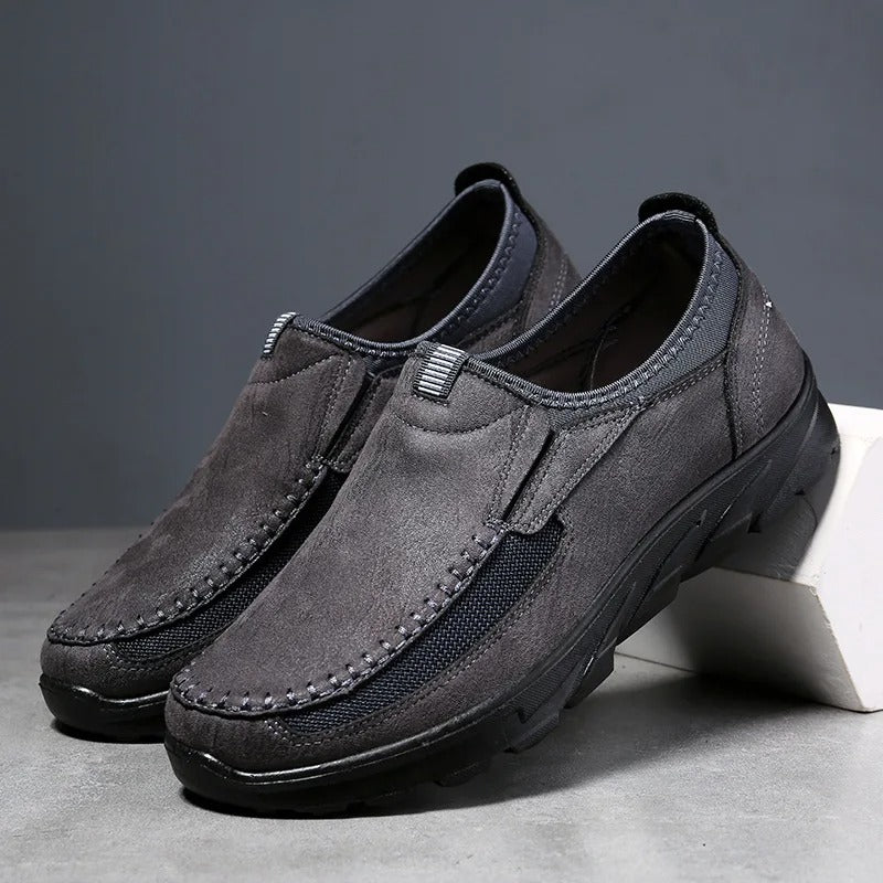 Men's slip-on loafers, ideal walking shoes for active comfort and casual style.