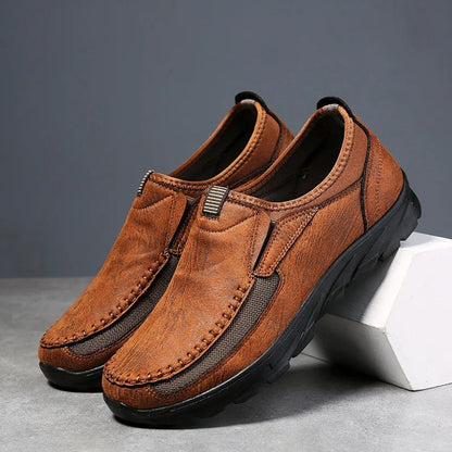 Breathable men's slip-on loafers, durable casual footwear for walking & comfort.