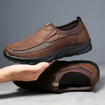 Front view of men's casual slip-on loafers, designed for comfort and everyday style.