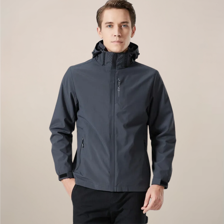 Durable men's stand collar windbreaker, lightweight & full-zip, perfect for everyday casual or outdoor fashion.