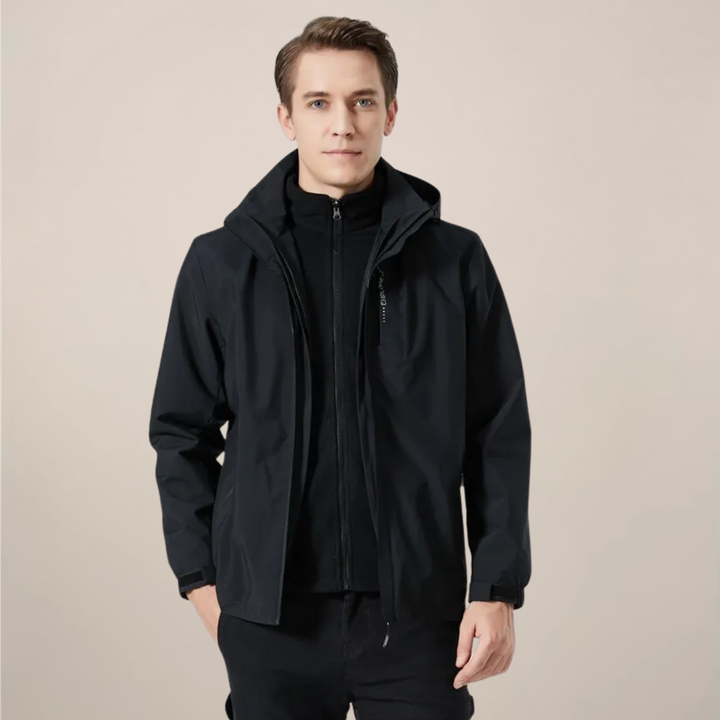Modern men's stylish windbreaker jacket featuring a stand collar, great for lightweight spring & autumn wear.