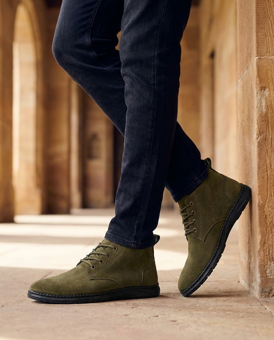 Durable men's leather & suede Roam boots, ideal comfort for work, casual, or outdoor activities.