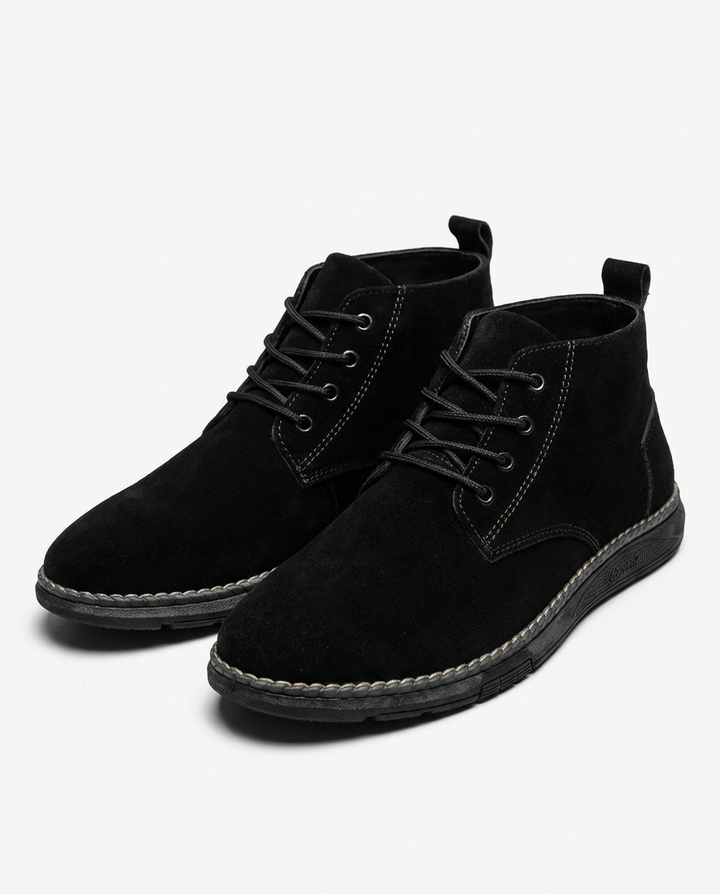 Comfortable men's suede leather Roam boots, perfect everyday lace-up style for casual and work environments.