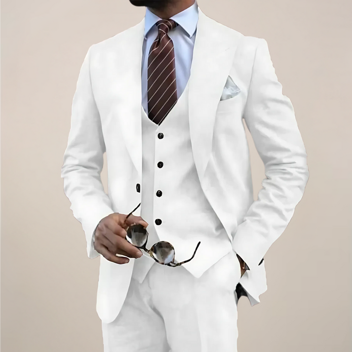 Sophisticated men's formal three-piece suit, great for proms, weddings, and elegant event attire.