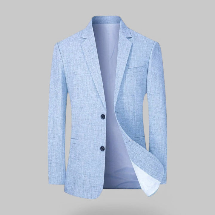Tailored fit men's two-button single-breasted blazer for professional wear & versatile style.
