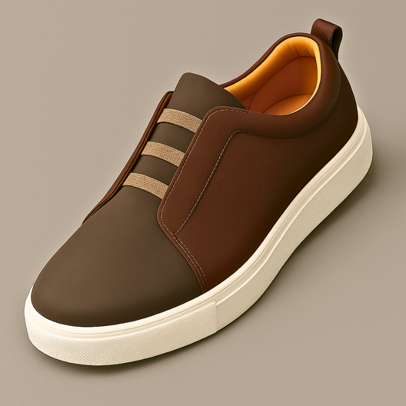 Side view of men's premium everyday sneakers. Stylish design, comfortable sole for walking and daily fashion.