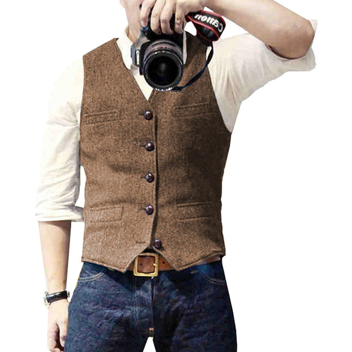 Men's stylish wool blend gilet vest, classic and versatile for formal events or smart casual layering.