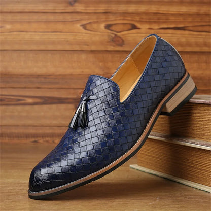 Men's durable woven tassel loafers, offering all-day comfort and elegant formal style.