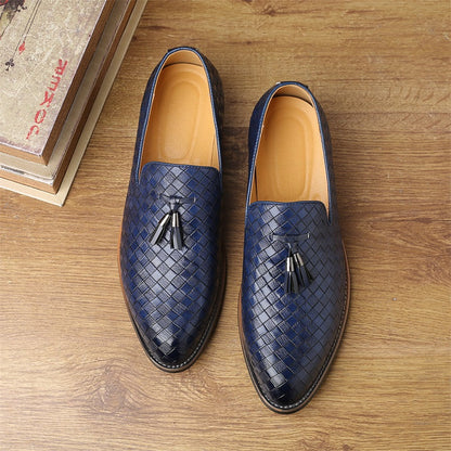 Men's smart casual woven tassel loafers, providing both comfort and sophisticated appeal.