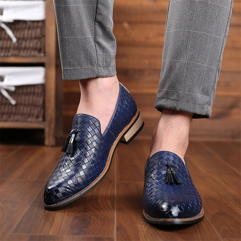 High-quality men's woven tassel loafers, designed for longevity and timeless elegance.