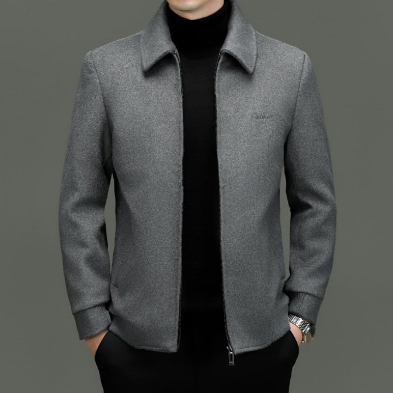 Durable men's winter zip jacket, full zip-front, ideal outerwear for fall & cold weather.