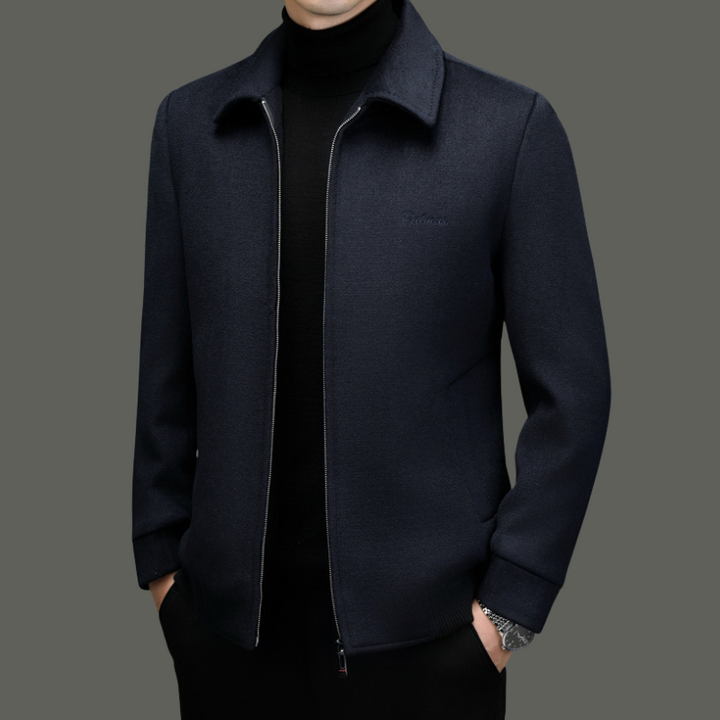 Men's versatile zip-front coat with high collar, great for layering & everyday style.