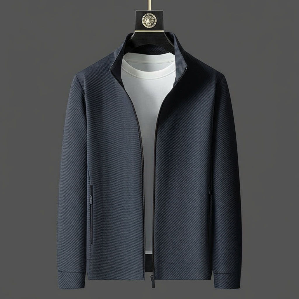 Stylish men's two-piece set: a comfortable zip-up jacket and tapered joggers. Perfect casual athleisure outfit.