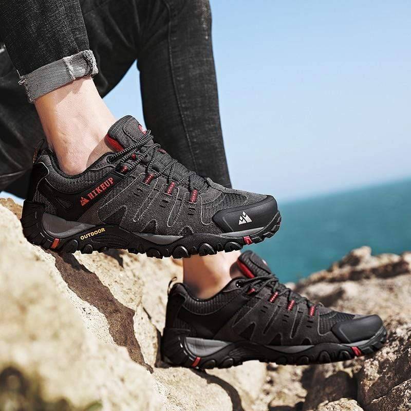 Men's suede leather tactical hiking sneakers for outdoor training and trekking