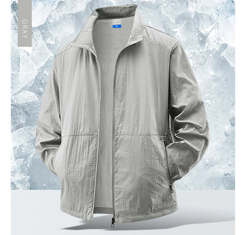 Durable men's outdoor jacket, a breathable windbreaker for hiking & athletic wear.