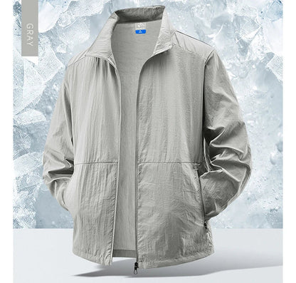 Durable men's outdoor jacket, a breathable windbreaker for hiking & athletic wear.