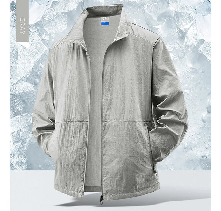 Durable men's outdoor jacket, a breathable windbreaker for hiking & athletic wear.