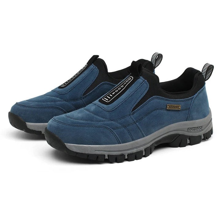 Comfortable men's hiking shoes with orthopedic design, offering arch support & pain relief for long walks.