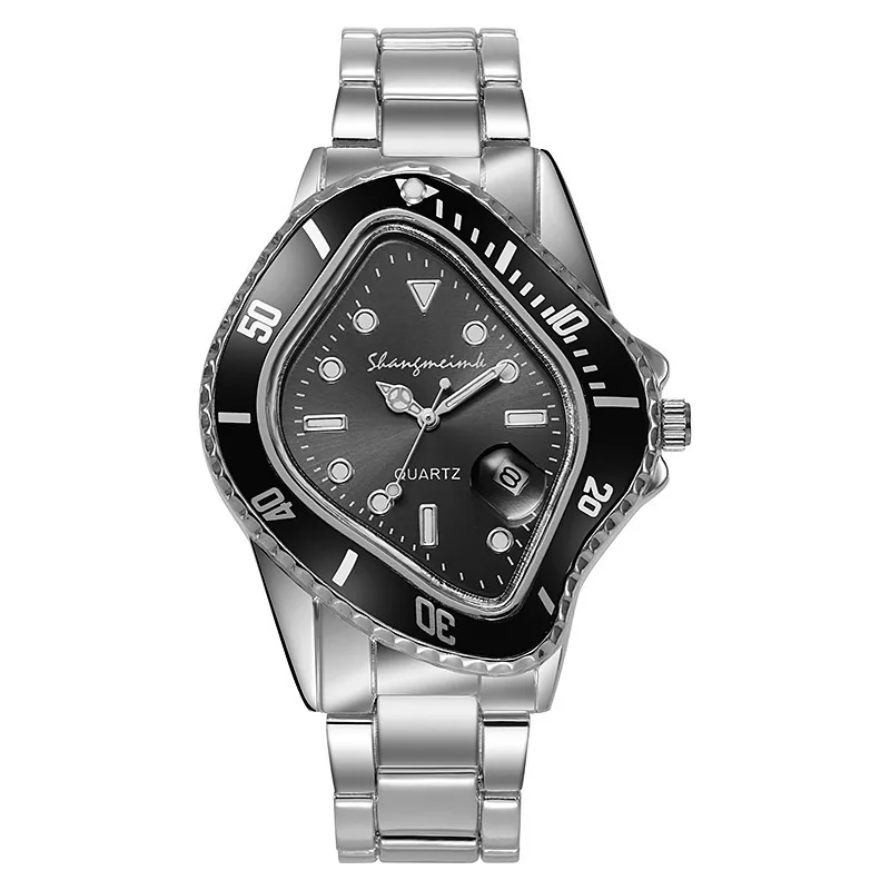 Stainless steel men's watch with an artistic, surreal timewarp design, perfect unique timepiece.