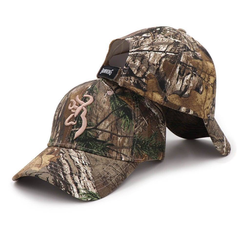 Side view of a men's tactical camouflage cap, highlighting adjustable strap.