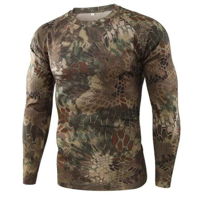 Men's camouflage long sleeve shirt, tactical gear for hiking and outdoor sports