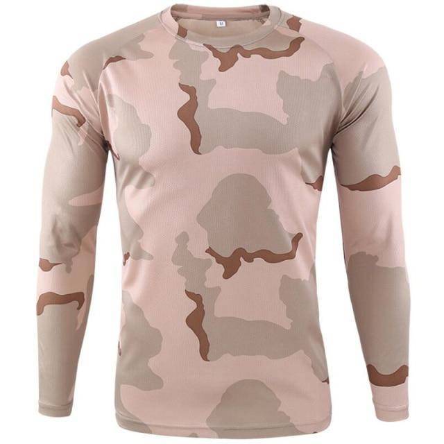 Hiking men's long sleeve shirt in camouflage pattern, Cordura reinforced