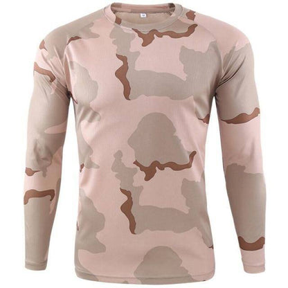 Hiking men's long sleeve shirt in camouflage pattern, Cordura reinforced