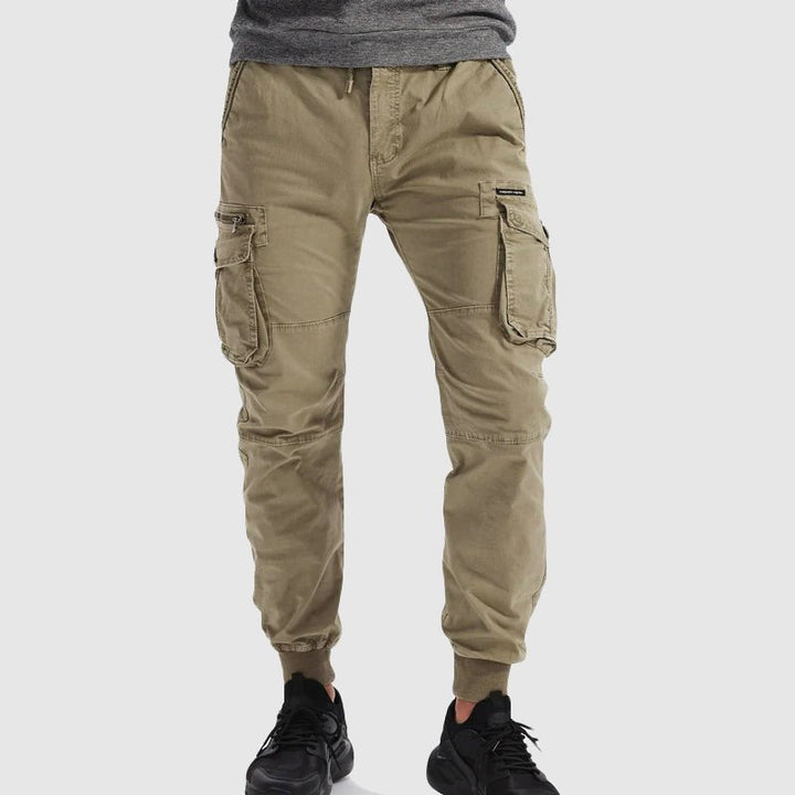 Comfortable men's cargo joggers in tactical style, perfect for streetwear & active wear.