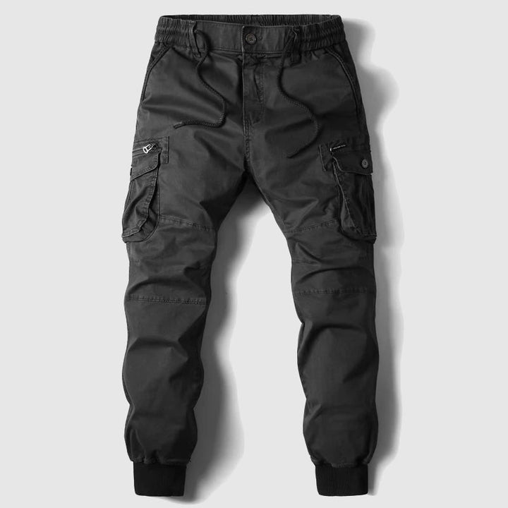 All-season men's activewear joggers, providing comfort & tactical utility for outdoor activities.