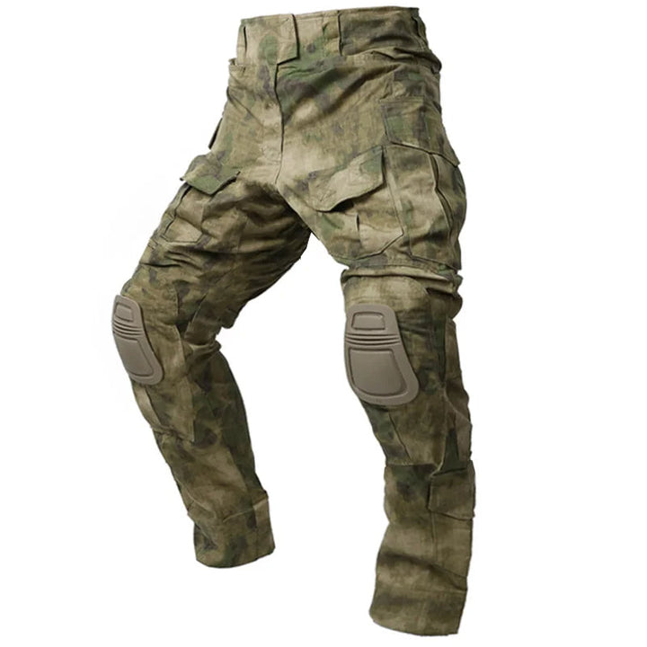 Men's tactical cargo pants with integrated knee pads, perfect for outdoor adventures & workwear.