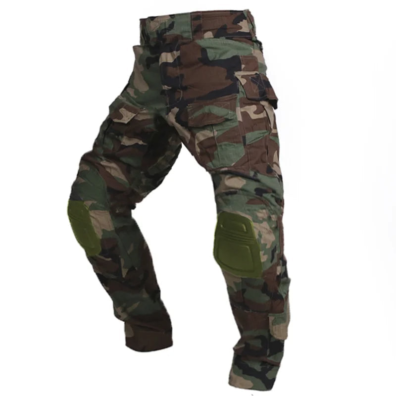Versatile men's workwear cargo pants with integrated knee pads, suitable for tactical and outdoor activities.
