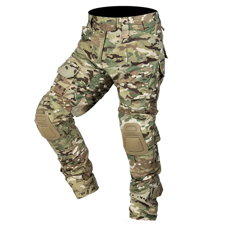 Rugged men's tactical workwear pants with durable fabric & integrated knee protection.