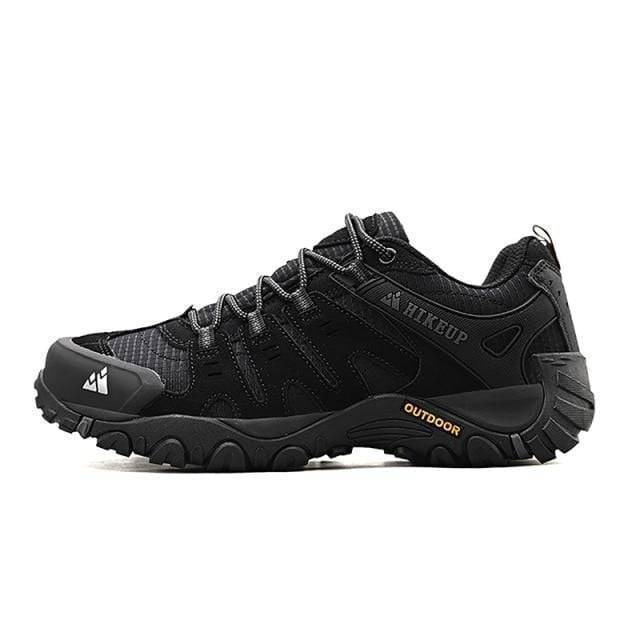 Side view of men's durable suede leather tactical outdoor sneakers, perfect for active trekking
