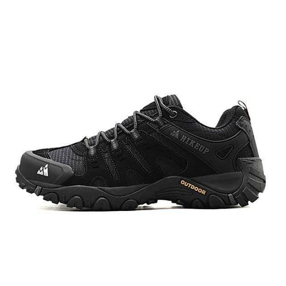 Side view of men's durable suede leather tactical outdoor sneakers, perfect for active trekking