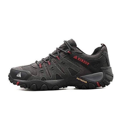 Top view of men's versatile suede leather athletic sneakers, comfortable and durable for outdoors