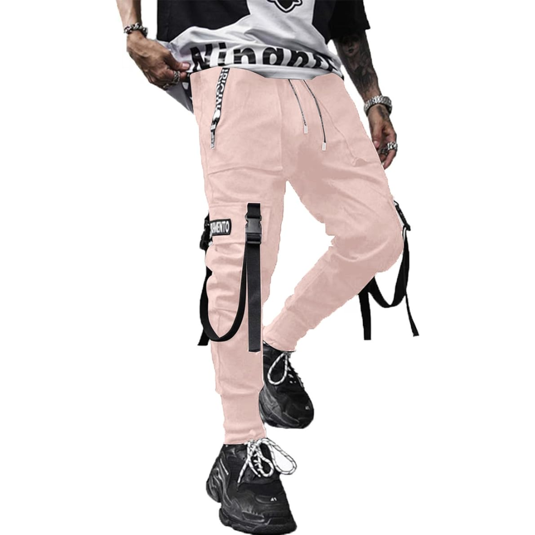 Men's Streetwear Harem Joggers with multi-pockets, offering a blend of tactical style & casual comfort.
