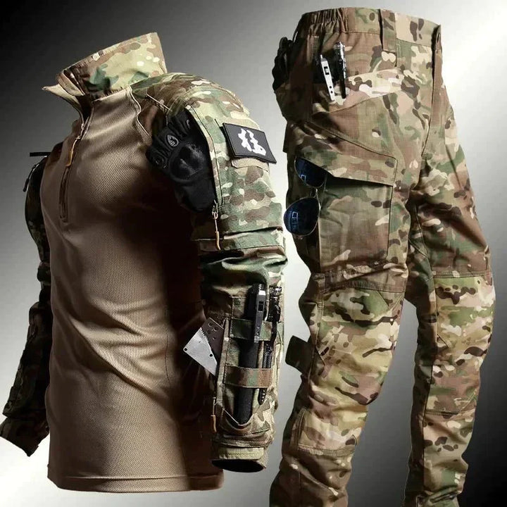 Lightweight men's tactical outfit, a two-piece set perfect for all-weather outdoor adventure.