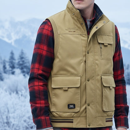 Men's adventure-ready multi-pocket utility vest. Cotton, rugged for hiking, photography, or casual wear.