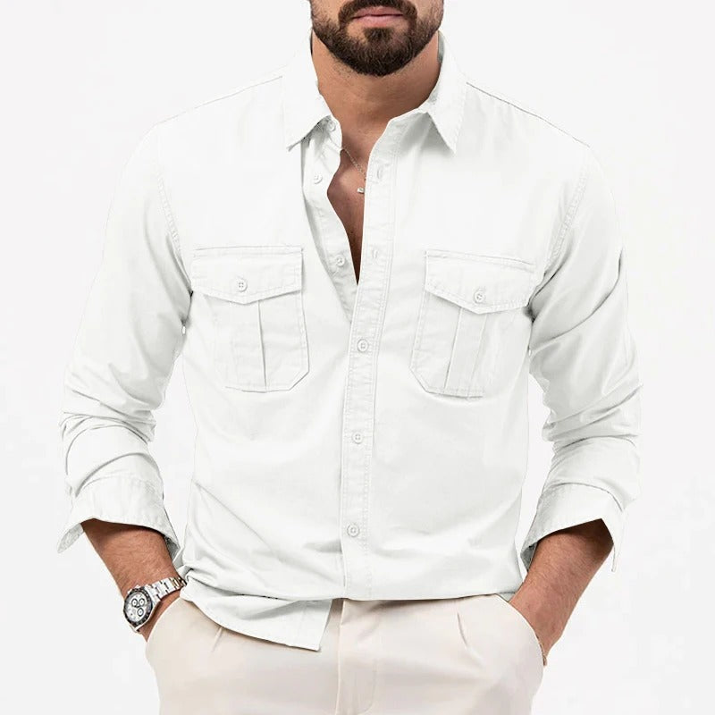 Comfortable men's tailored long sleeve shirt. Easy care Ironclad button-up that’s fade resistant.
