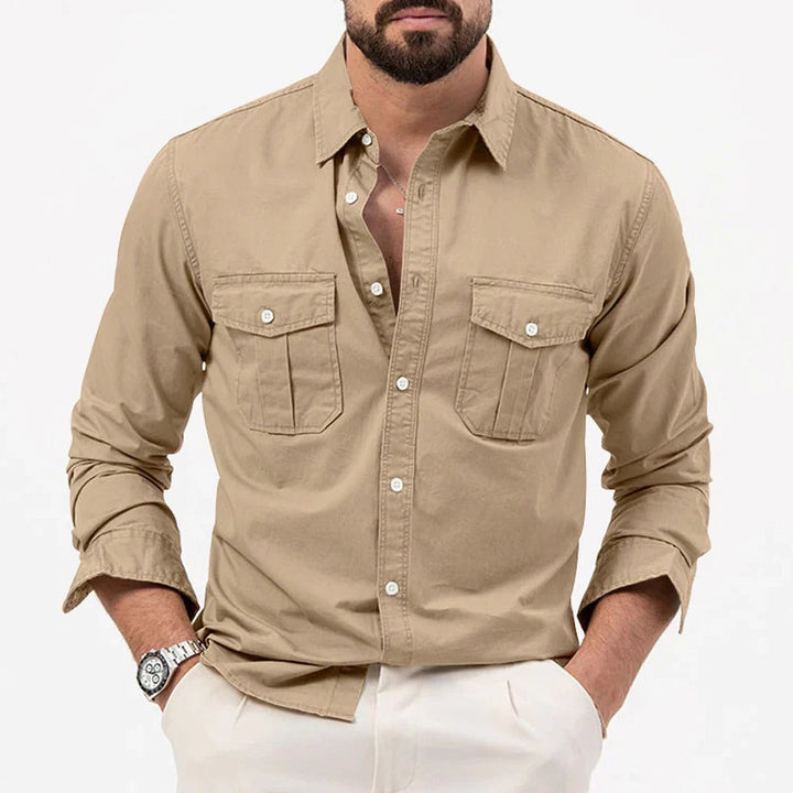 Tailored fit men's Bedford Ironclad shirt. Long sleeve button-up for a sharp, professional look.