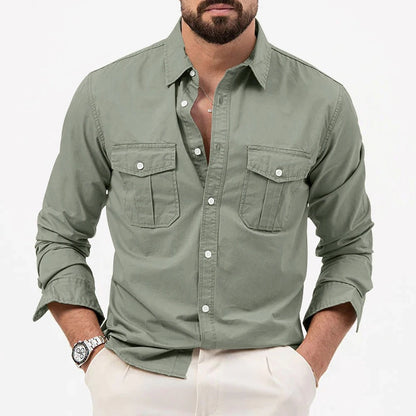 Men's long sleeve button-up shirt with a tailored fit. Bedford Ironclad quality for durability.