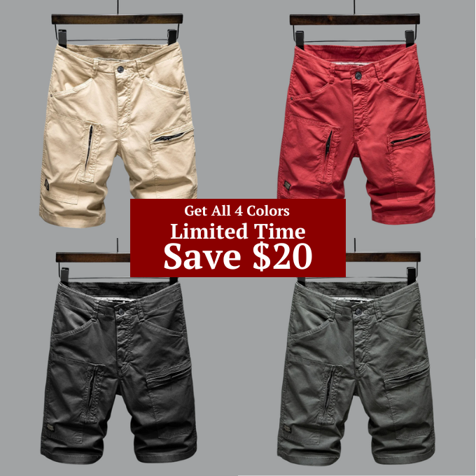 Comfortable men's cargo shorts with a versatile tailored fit. Essential summer fashion for effortless everyday style.
