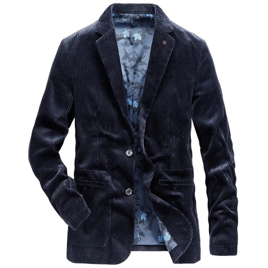 Men's tailored casual blue jacket. Stylish modern outerwear for everyday fashion. Perfect fit.