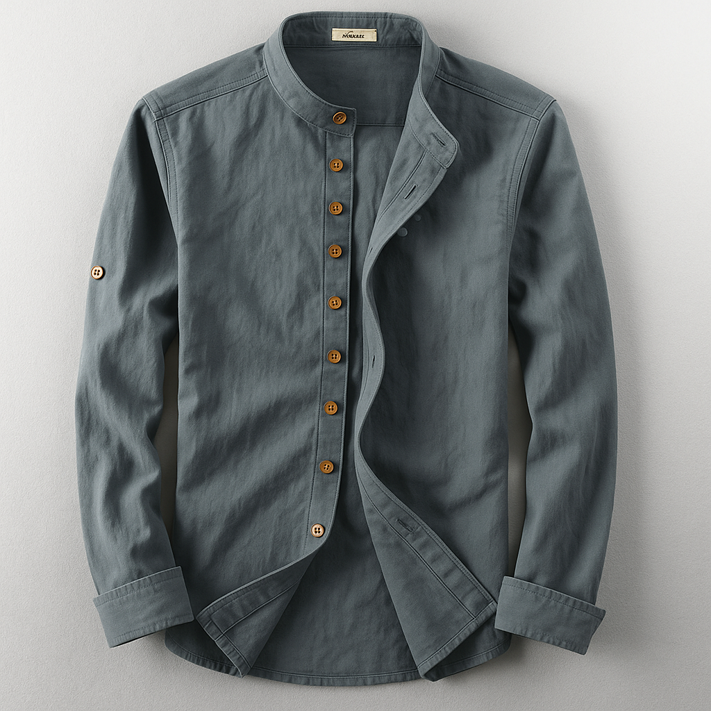 Versatile men's Japanese style comfort shirt, elegant for smart casual or distinguished summer layering.